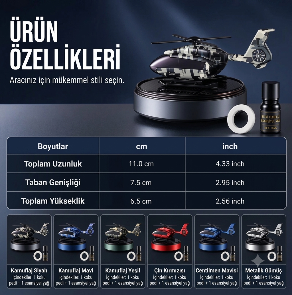 Güneş Enerjili Helikopter,Araba Difüzörü✨🚁